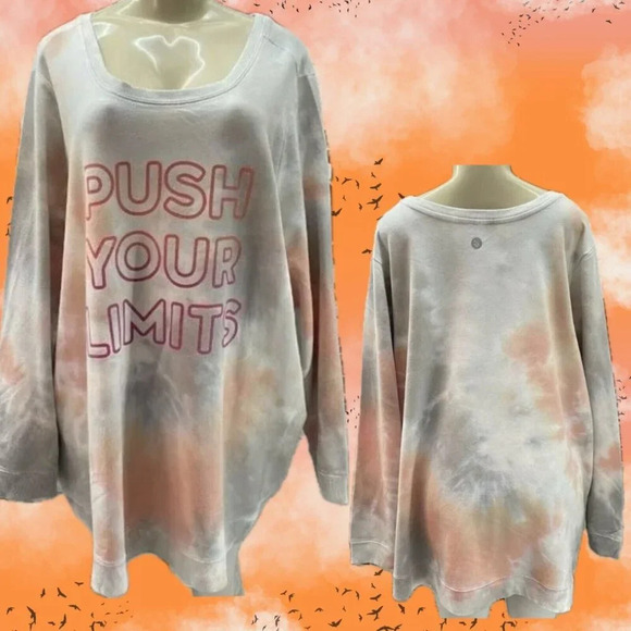 Torrid +5 Tie-Dye Push your Limits Statement Crew Cotton Long Sleeve Sweatshirt - Picture 1 of 6